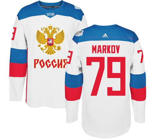 Team Russia #79 Andrei Markov White 2016 World Cup Stitched NHL Jersey